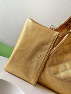 CHANEL 25S HOBO BAG 40 IN METALLIC GOLD CAVIAR LEATHER