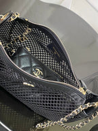CHANEL 25S CLUTCH WITH CHAIN 20 CM IN BLACK LAMBSKIN WITH GOLD HARDWARE