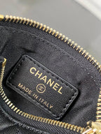 CHANEL 25S CLUTCH WITH CHAIN 20 CM IN BLACK LAMBSKIN WITH GOLD HARDWARE