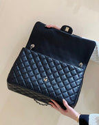 CHANEL 25S  CLASSIC JUMBO BAG 38 IN BLACK LAMBSKIN