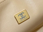 CHANEL 25S FLAP BAG 17 CM IN LIGHT BEIGE LAMBSKIN WITH GOLD HARDWARE