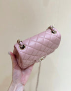 CHANEL 25S FLAP BAG 17 CM IN LIGHT PINK LAMBSKIN WITH GOLD HARDWARE