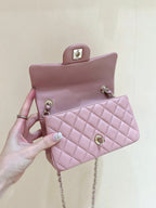 CHANEL 25S FLAP BAG 20 CM IN LIGHT PINK LAMBSKIN WITH GOLD HARDWARE