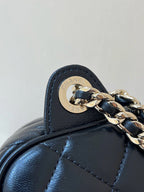 CHANEL CAMERA BAG 24 IN CONGO BLACK SHINY CALFSKIN GOLD CHAIN