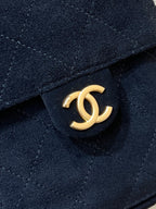 CHANEL 25 HANDBAG 30 IN BLACK SUEDE GOLD HARDWARE