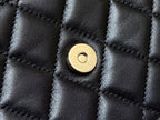 CHANEL QUILTED TOP HANDLE BAG 16 IN BLACK LAMBSKIN GOLD HARDWARE