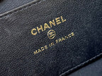 CHANEL QUILTED TOP HANDLE BAG 16 IN BLACK LAMBSKIN GOLD HARDWARE