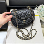 CHANEL QUILTED TOP HANDLE BAG 16 IN BLACK LAMBSKIN GOLD HARDWARE