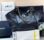 CHANEL LARGE MAXI SHOPPING BAG 59 IN BLACK CALFSKIN GOLD-TONE METAL