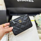 MESH POUCH 22 IN BLACK EFFECT LAMBSKIN WITH GOLD METALLIC