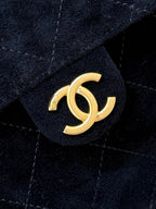 CHANEL 25 HANDBAG 40 IN BLACK SUEDE GOLD HARDWARE