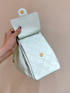 CHANEL 25S HANDBAG IN PALE CYAN 30 CALFSKIN GOLD HARDWARE