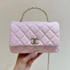 CHANEL 25S COCO CRUSH HANDLE 18 IN PINK CALFSKIN GOLD HARDWARE