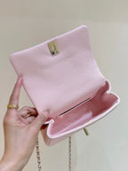 CHANEL 25S COCO CRUSH HANDLE 18 IN PINK CALFSKIN GOLD HARDWARE
