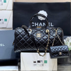 CHANEL 25S LARGE BOWLING BAG 31 IN BLACK CALFSKIN GOLD HARDWARE