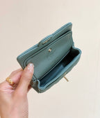 CHANEL 25S  MINI CF BAG 12 IN MUTED TEAL LAMBSKIN HEART MODEL