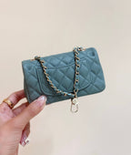 CHANEL 25S  MINI CF BAG 12 IN MUTED TEAL LAMBSKIN HEART MODEL