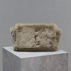 KATE SMALL BAG 22 IN ECRU BEIGE RABBIT FUR GOLD CHAIN