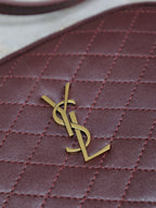 GABY ZIPPED POUCH 19 IN WINE RED QUILTED LAMBSKIN GOLD HARDWARE